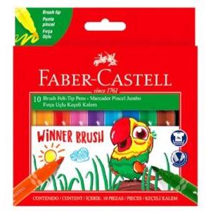 MARCADORES TIPO PINCEL FABER x 10 u