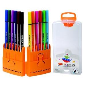 MARCADOR FINO OMEGA TRIO x 12 colores
